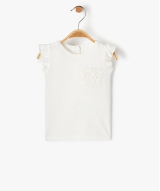 GEMO Tee-shirt bébé fille sans manches à volant et poche en crochet Beige