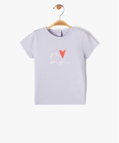 GEMO Tee-shirt bébé fille à manches courtes et motif cœur Violet