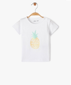 GEMO Tee-shirt bébé fille avec manches courtes et message pailleté blanc standard