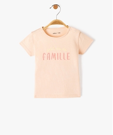 GEMO Tee-shirt bébé fille avec manches courtes et message pailleté rose standard
