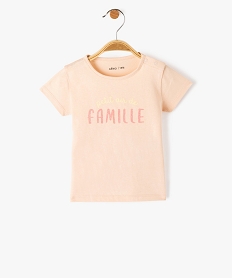 tee-shirt bebe fille avec manches courtes et message paillete rose tee-shirts manches courtesI742201_1