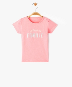 tee-shirt bebe fille avec manches courtes et message paillete rose tee-shirts manches courtesI742301_1