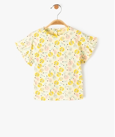 GEMO Tee-shirt bébé fille imprimé à manches courtes volantées jaune standard