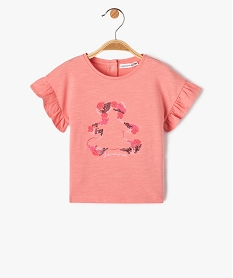 GEMO Tee-shirt bébé fille à manches volantées et sequins - LuluCastagnette Rose