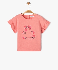 tee-shirt bebe fille a manches volantees et sequins - lulucastagnette roseI742801_1