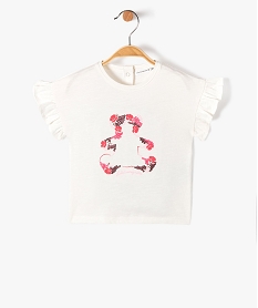GEMO Tee-shirt bébé fille à manches volantées et sequins - LuluCastagnette blanc chine