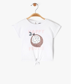 GEMO Tee-shirt bébé fille loose à manches courtes et motif brillant Blanc