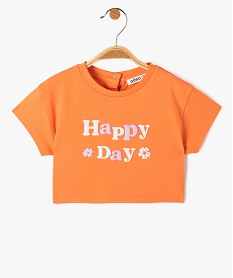 GEMO Tee-shirt bébé fille crop top à message en relief rose standard