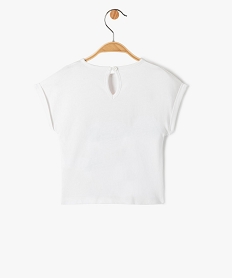 tee-shirt bebe fille avec motif exotique et noeud dans le bas blancI743601_3