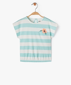 GEMO Tee-shirt bébé fille à rayures avec bas élastique Vert