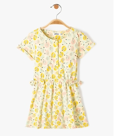 GEMO Robe bébé fille en maille à manches couyrtes et motifs Jaune