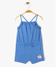 GEMO Combishort bébé fille à fines bretelles et volants bleu standard