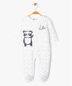 GEMO Pyjama bébé en velours étoilé à ouverture ventrale blanc vif