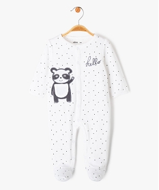 GEMO Pyjama bébé en velours étoilé à ouverture ventrale Blanc