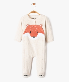 GEMO Pyjama en velours ouvert devant motif renard bébé garçon beige standard
