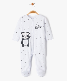 GEMO Pyjama bébé en jersey pressionné devant motifs panda et étoiles blanc vif