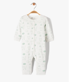 GEMO Pyjama bébé en jersey imprimé chat à ouverture ventrale Beige
