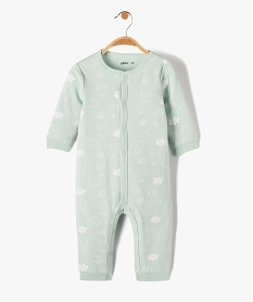 GEMO Pyjama bébé en jersey imprimé chat à ouverture ventrale Vert