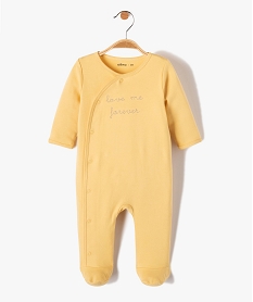 GEMO Pyjama bébé ouverture devant avec message brodé Jaune