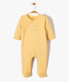 GEMO Pyjama bébé ouverture devant avec message brodé jaune standard