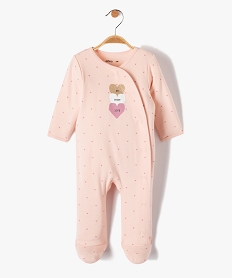 GEMO Pyjama bébé dors-bien à ouverture croisé et imprimé cœurs Rose