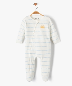 GEMO Pyjama bébé dors bien en jersey rayé à fermeture zippée Blanc