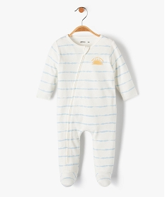 GEMO Pyjama bébé dors bien en jersey rayé à fermeture zippée blanc vif