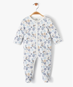 GEMO Pyjama bébé en jersey à fermeture ventrale pressionnée et motifs singes blanc standard