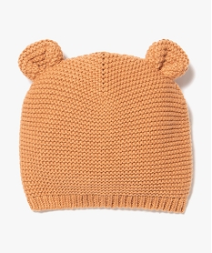 GEMO Bonnet bébé de naissance en tricot avec oreilles en relief Brun