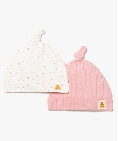 GEMO Bonnet bébé de naissance avec motif (lot de 2) - LuluCastagnette Rose