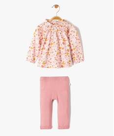 GEMO Ensemble bébé 2 pièces : tunique + pantalon en tricot - LuluCastagnette Rose