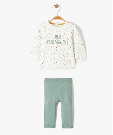 GEMO Ensemble bébé 2 pièces : tunique + pantalon en tricot - LuluCastagnette Vert