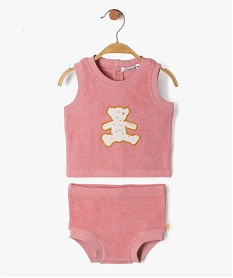 GEMO Ensemble bébé 2 pièces en éponge : bloomer + débardeur - LuluCastagnette Rose