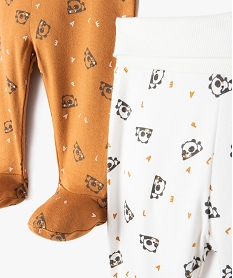 pantalon bebe en maille souple imprimee pandas avec pieds (lot de 2) beigeI757201_2