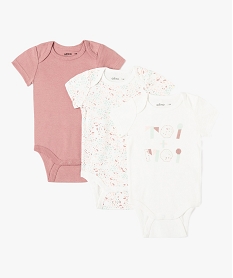 GEMO Bodies bébé à manches courtes et imprimé fantaisie (lot de 3) blanc standard