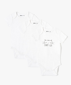 GEMO Bodies bébé mixtes à manches courtes et col américain (lot de 3) Blanc