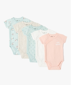 GEMO Body bébé à manches courtes et fermeture croisée (lot de 5) vert standard