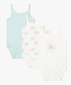 GEMO Body bébé à fines bretelles en coton biologique (lot de 3) Beige
