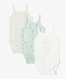 GEMO Body bébé à bretelles et motifs 100% coton biologique (lot de 3) vert standard
