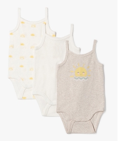 GEMO Body bébé à bretelles et motif (lot de 3) Beige