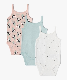 GEMO Body bébé à bretelles imprimé (lot de 3) Rose