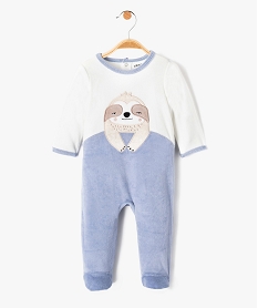 GEMO Pyjama bébé en velours motif paresseux à pont-dos bleu standard