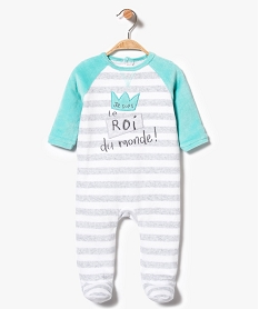 GEMO Pyjama dors-bien velours broderie couronne Gris