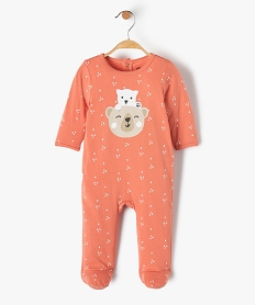 GEMO Pyjama bébé en jersey à pont-dos pressionné et motif ours orange standard