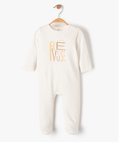 GEMO Pyjama bébé à pont-dos pressionné et inscription pailletée Beige