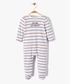 pyjama bebe dors bien en jersey raye a pont-dos pressionne beigeI765201_1