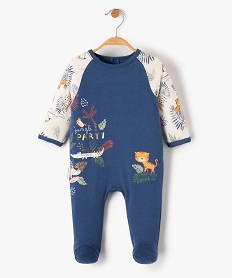 pyjama bebe a pont-dos imprime jungle - petit beguin bleuI765401_1