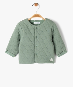 GEMO Gilet bébé en sweat matelassé et doublure imprimée Vert