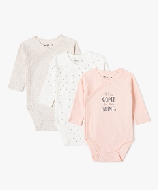 GEMO Bodies bébé à manches longues et ouverture croisée devant (lot de 3) beige standard
