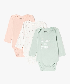 bodies bebe a manches longues et col americain theme etoiles (lot de 3) vertI766901_1